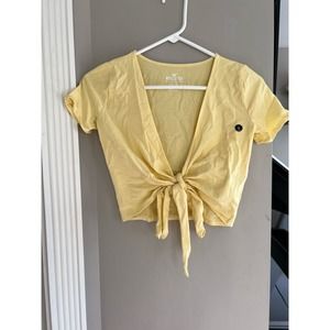 Hollister Yellow Crop Tie Top Small